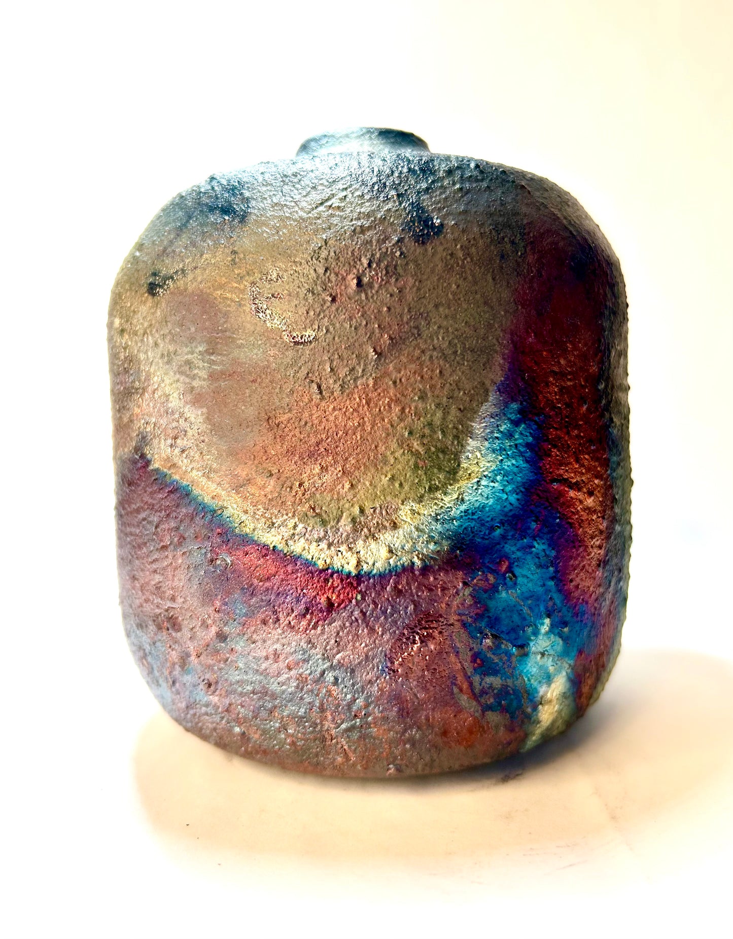 Rainbow Iridescent Raku Vase