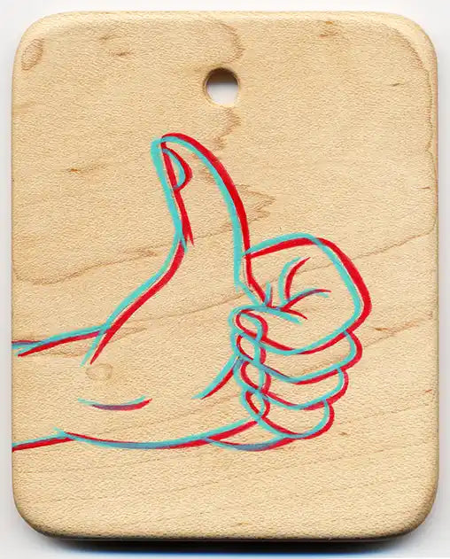 3d Thumbs Up painting on wood