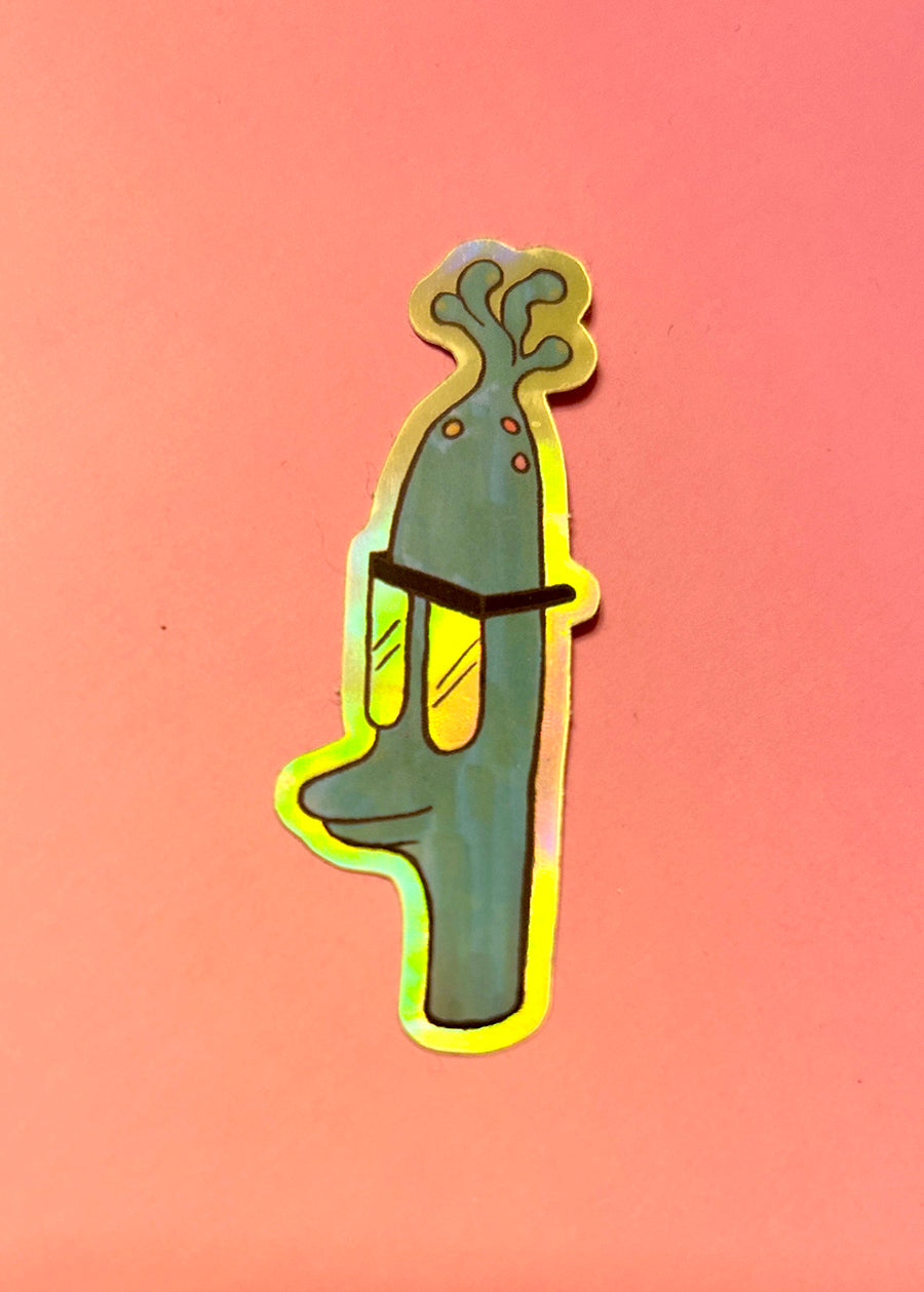 Ducky with sunglasses holographic vinyl sticker