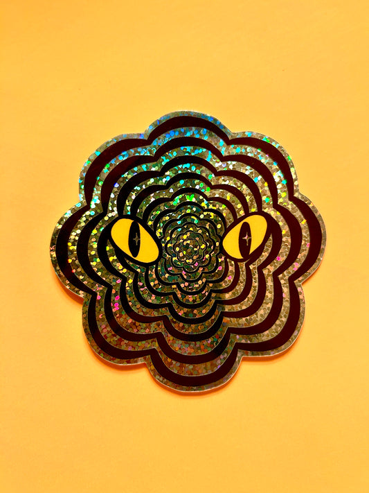 Eyes with holographic teal glitter