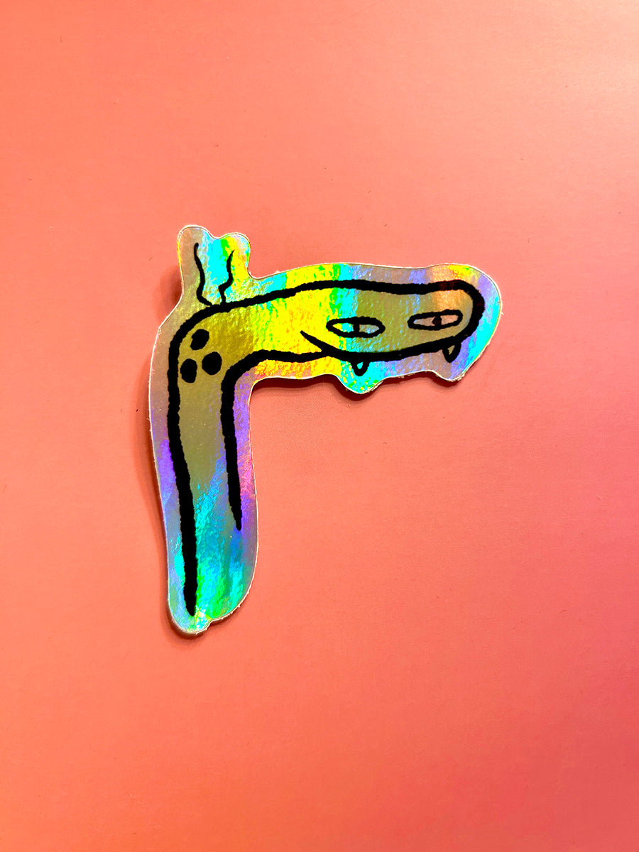 Snake with wild hair vinyl holographic sticker